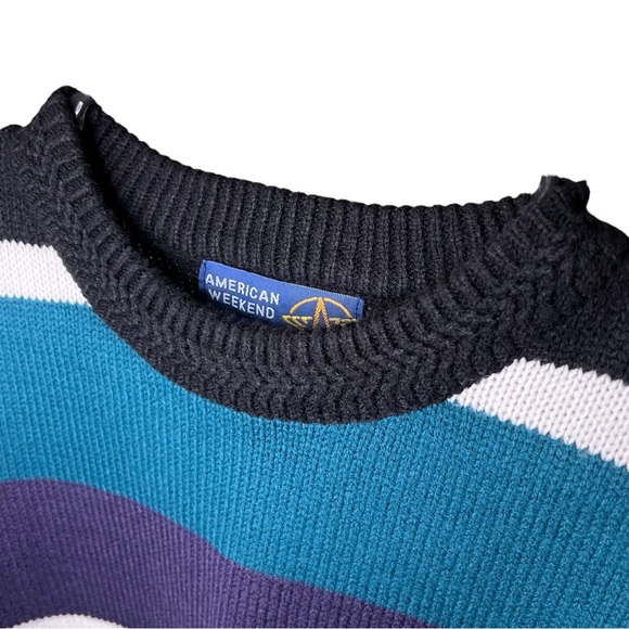 VTG AMERICAN WEEKEND Striped Knitted Sweater - Picture 10 of 12